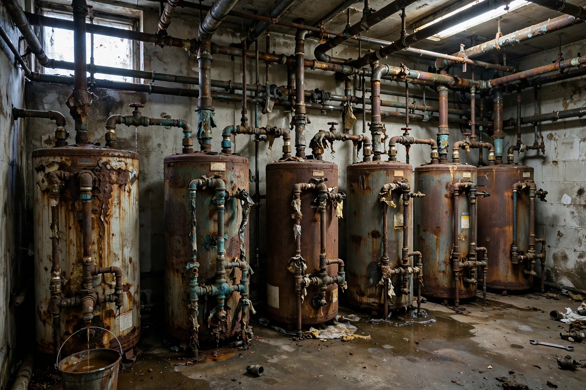 Before photo,  Commercial Water Heaters and Drain Lines in the Route 301 Corridor, by Bowie Plumbing Company