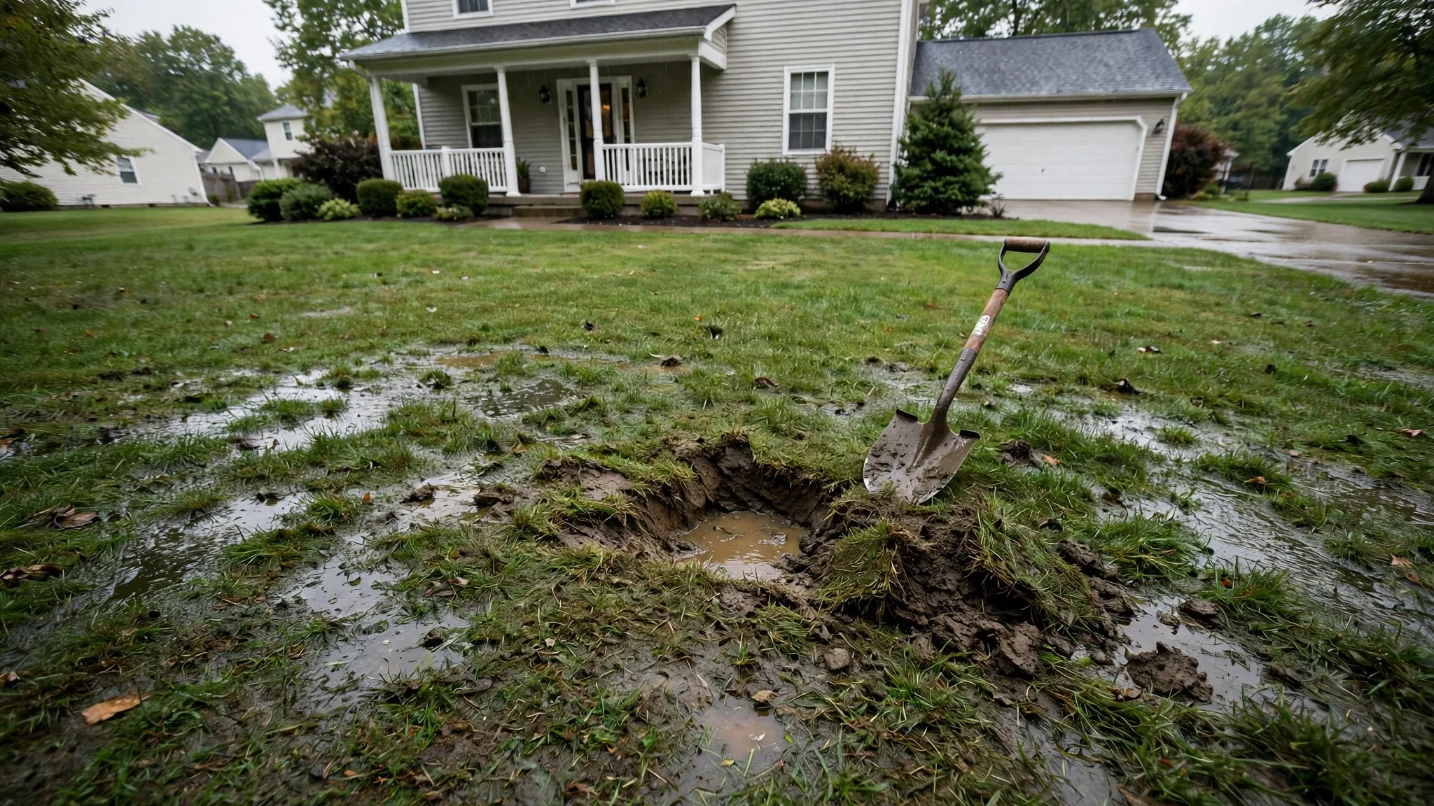 Before photo,  Main Line Water Leak Repair in Belair, by Bowie Plumbing Company