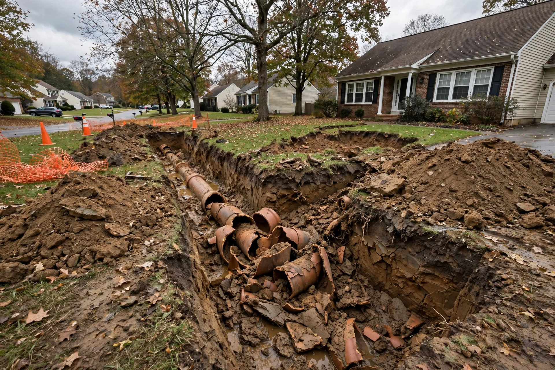 Before photo,  Sewer Line Replacement in Belair, by Bowie Plumbing Company